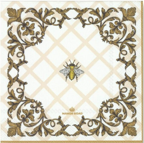 Manor Road Luncheon Napkins Ornamental Bee 20pk