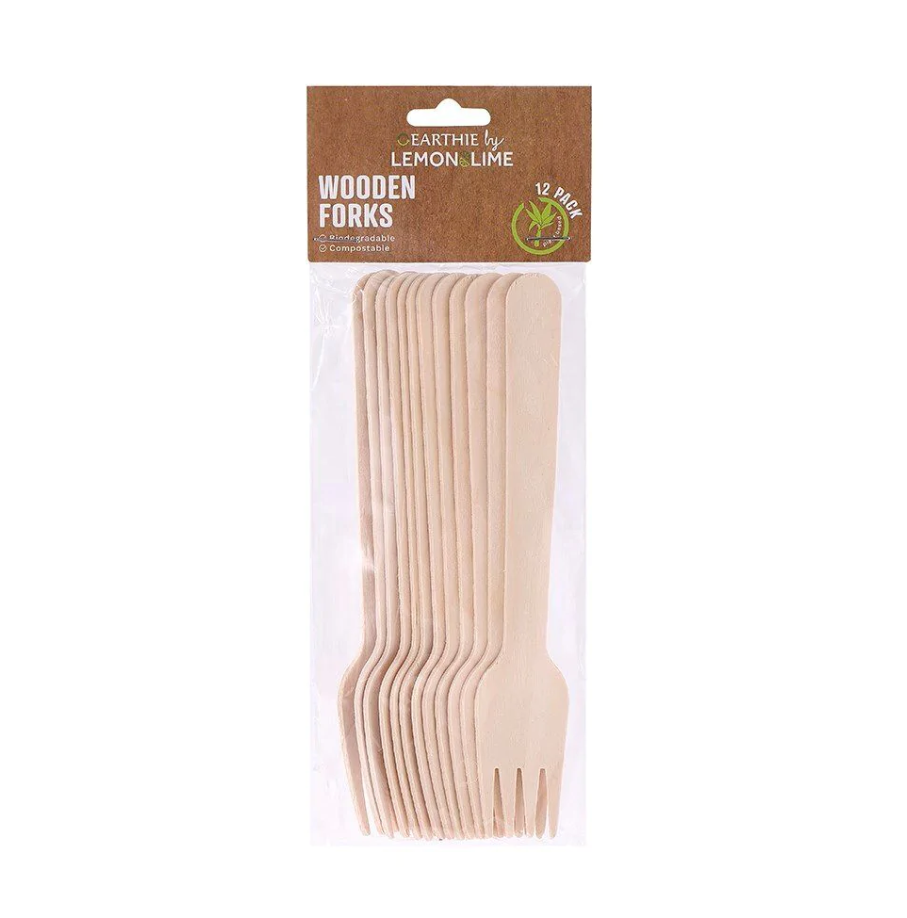 Lemon and Lime Eco Wooden Forks 12pk