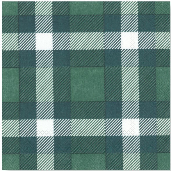 Manor Road Cocktail Napkin Classic Green Plaid 20pk