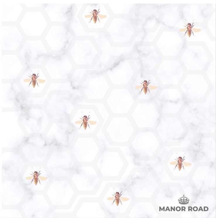 Manor Road Cocktail Napkin Marbled Bee 20pk