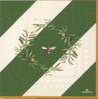 Manor Road Dinner Napkin Olive & Bee 20pk