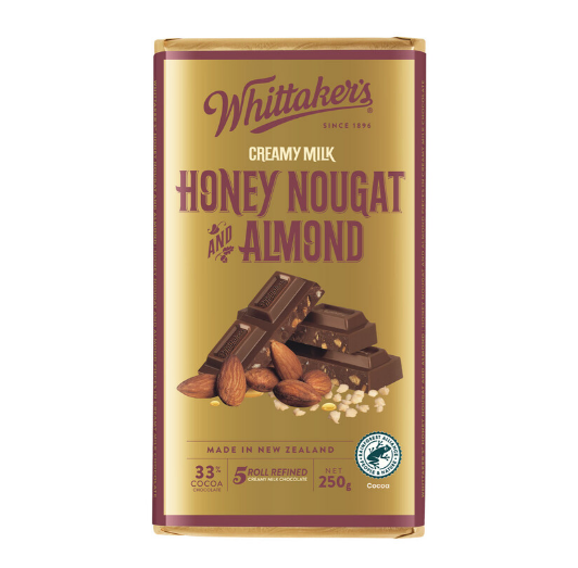 Whittaker’s Honey Nougat & Almond Creamy Milk Chocolate 250g