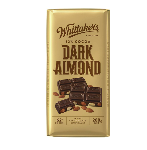 Whittaker's Dark Chocolate 62% Cocoa Almond 200g