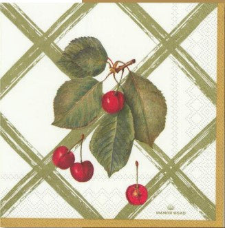 Manor Road Cocktail Napkin Cherry Canvas 20pk