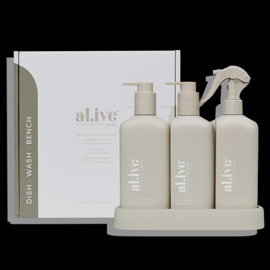 Al.ive Body Dishwashing Liquid, Bench Spray & Hand Wash Trio 3 x 300ml