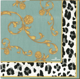 Manor Road Cocktail Napkin Victorian Leopard 20pk