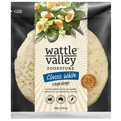 Wattle Valley Classic White Large Wraps 8 Pk