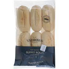 Yarrows Par Baked Plain White Buffet Rolls 6 Pack 290g