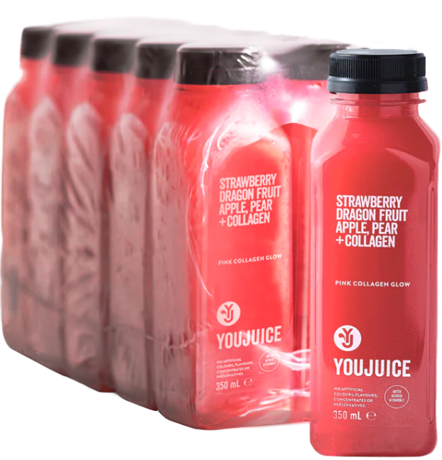 Youjuice Pink  Collagen Glow Strawberry, Dragon Fruit, Apple, Pear, Collagen 350ml