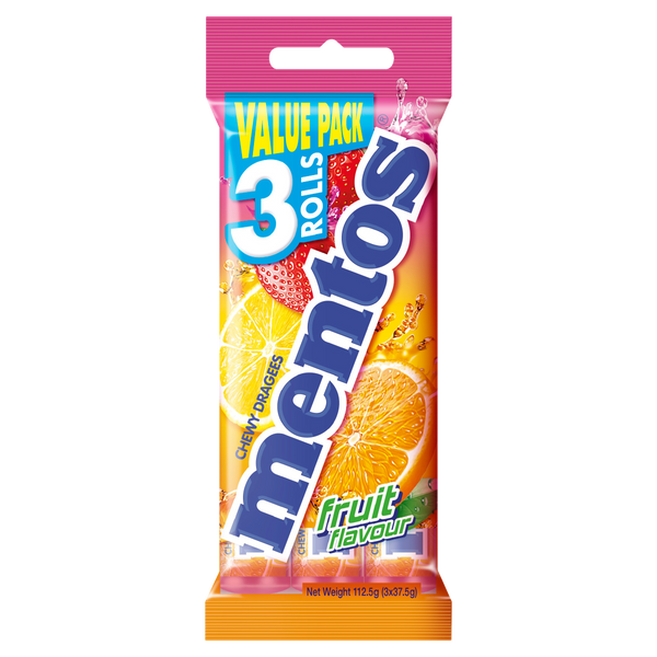 Mentos Multi Fruit Rolls 3pk