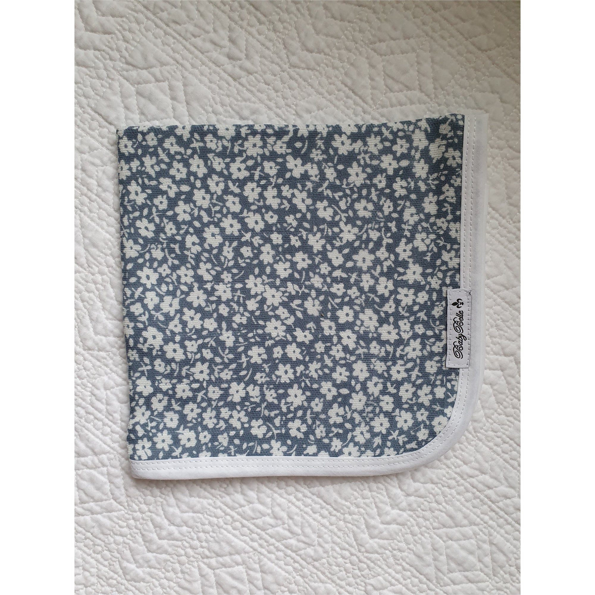 BabyBelle Triple Layer Baby Cloth Dusty Blue Daisy 35 x 35