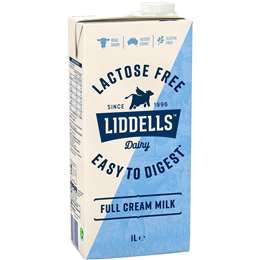 Liddell's Lactose Free Full Cream Milk 1L