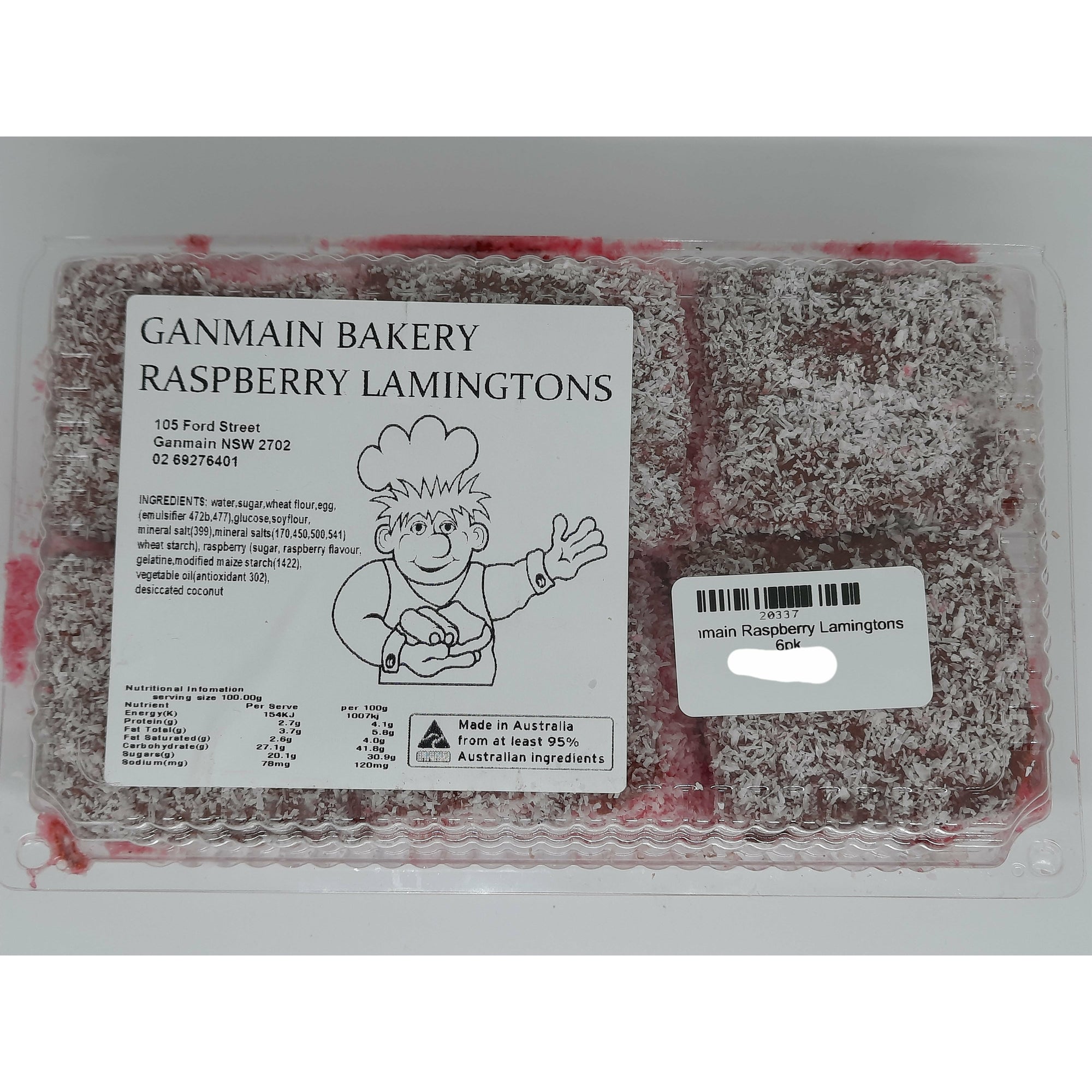 Ganmain Raspberry Lamingtons 6pk