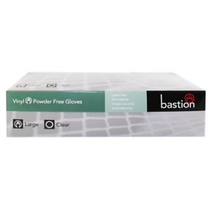 Bastion Glove Vinyl Powder Free Clear Large 100pk