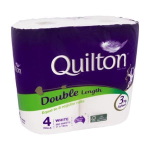Quilton Double Length Toilet Tissue 3ply 4pk