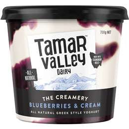 Tamar Valley Greek Yoghurt Blueberries & Cream 700g