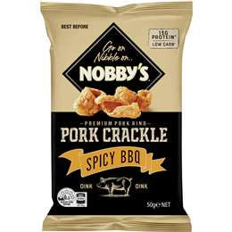 Nobbys Pork Crackle Spicy Bbq 50g