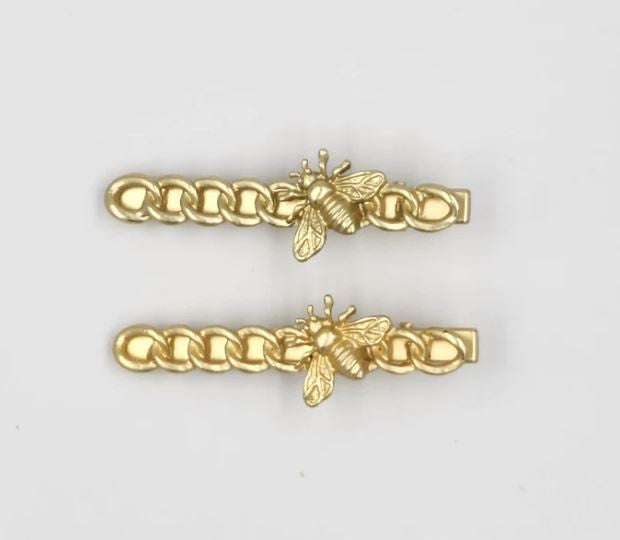 Panache Style Embellished Clips Gold Bee