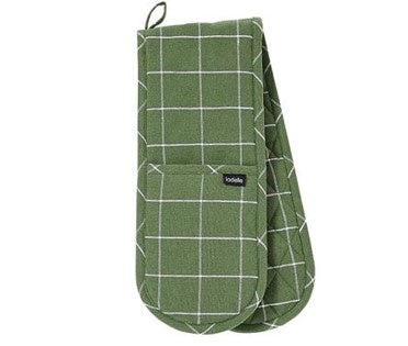 Ladelle Eco Check Green Double Oven Mitt