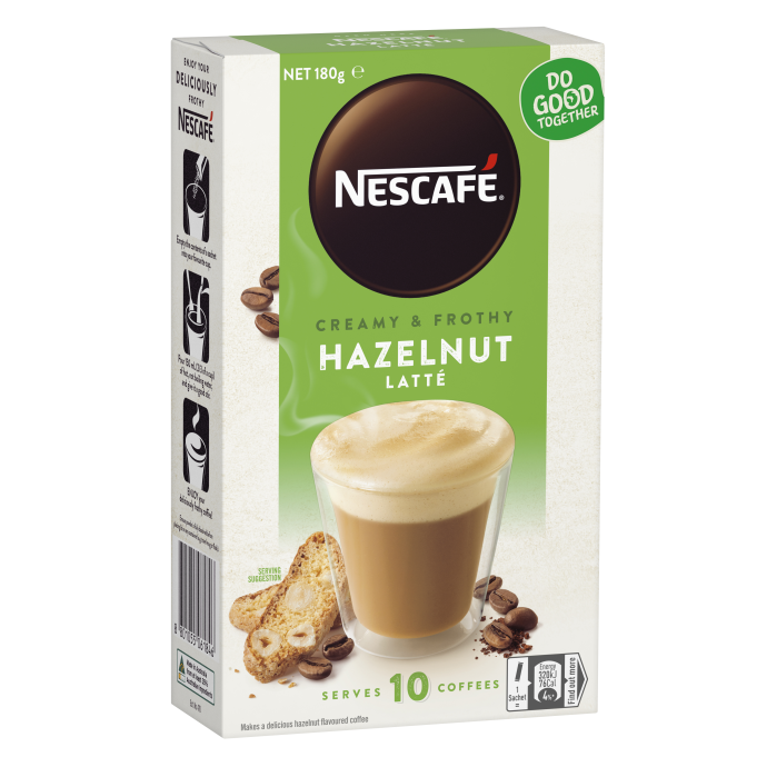 Nescafe Hazelnut Latte Coffee Sachets 10pk