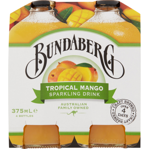 Bundaberg Tropical Mango Sparkling Soft Drink 375ml 4pk