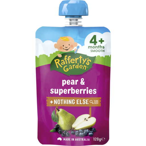 Rafferty's Garden Pear & Superberries 4 Months+ Smooth Baby Food 120g