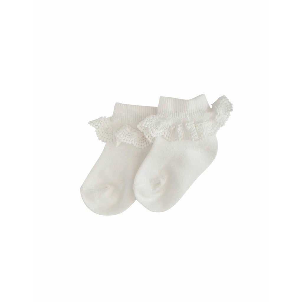 Lace Frill Ankle Socks White