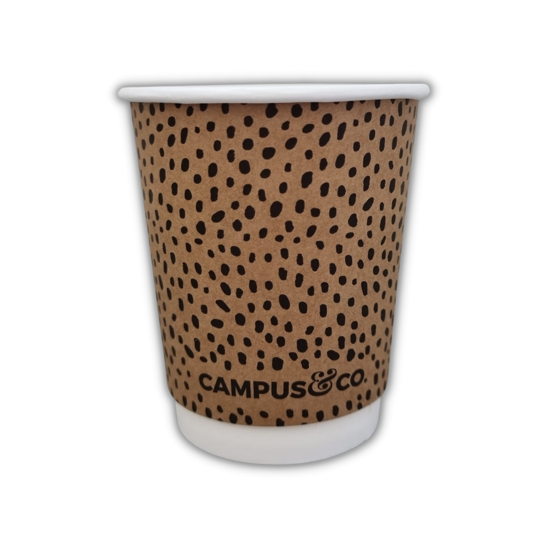Campus&Co Coffee Cup Eco Pla Double Wall Abstract on Kraft 8oz 25/sleeve