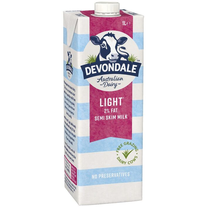 Devondale UHT Milk Light Semi Skim 1L