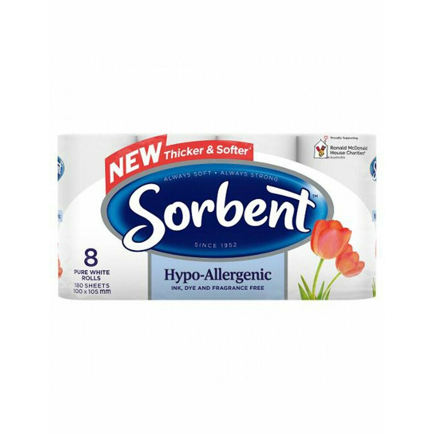 Sorbent Hypo-Allergenic Toilet Paper 8pk